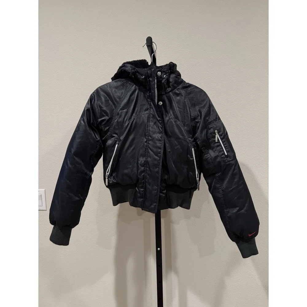 Nike hooded crop down bomber 203101 XS/S BLACK BBS RICK OWENS JUUNJ Y2K VTG